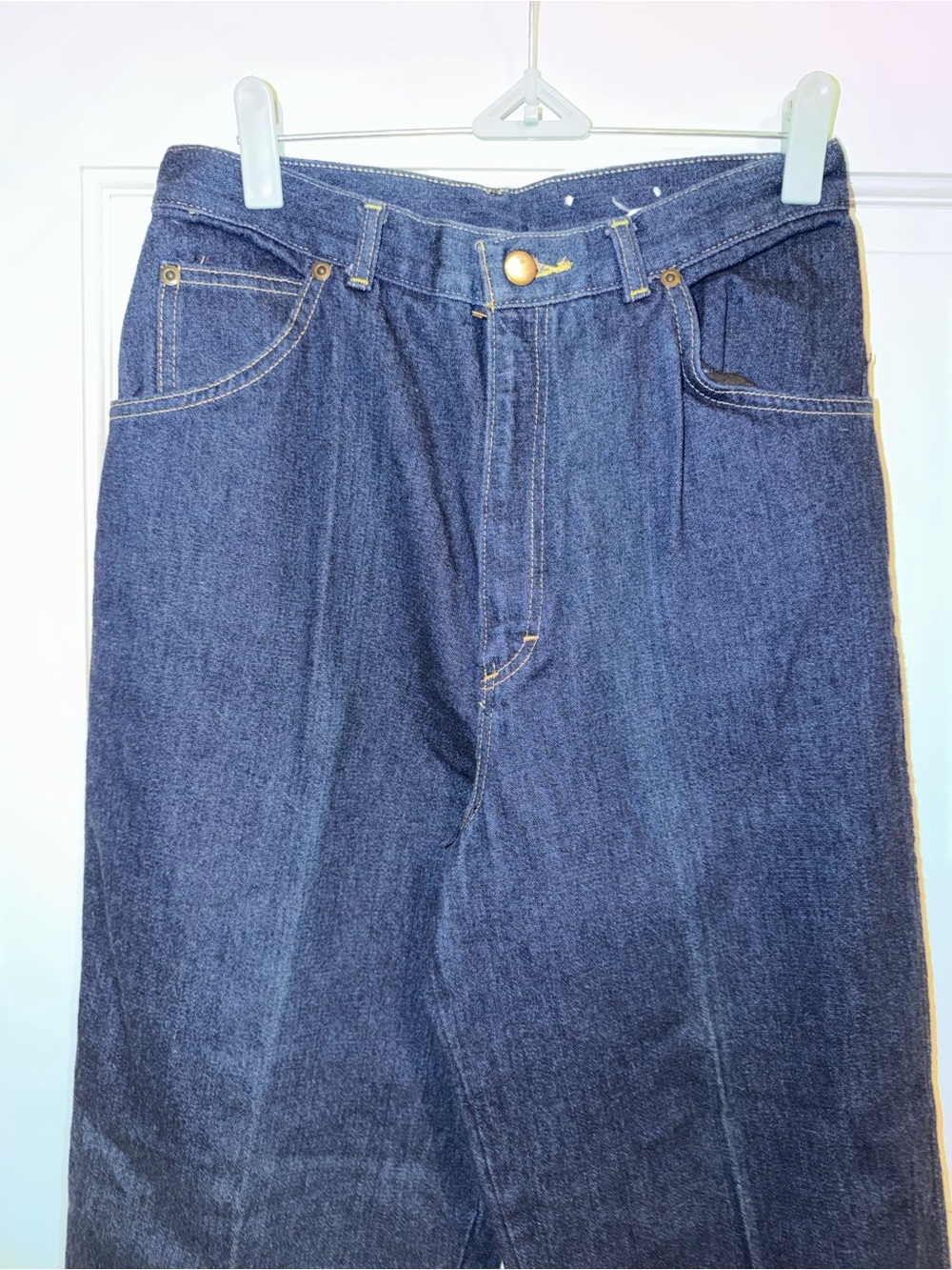 Vintage Relaxed Fit womens Dark Blue Denim Jeans - Classic Style